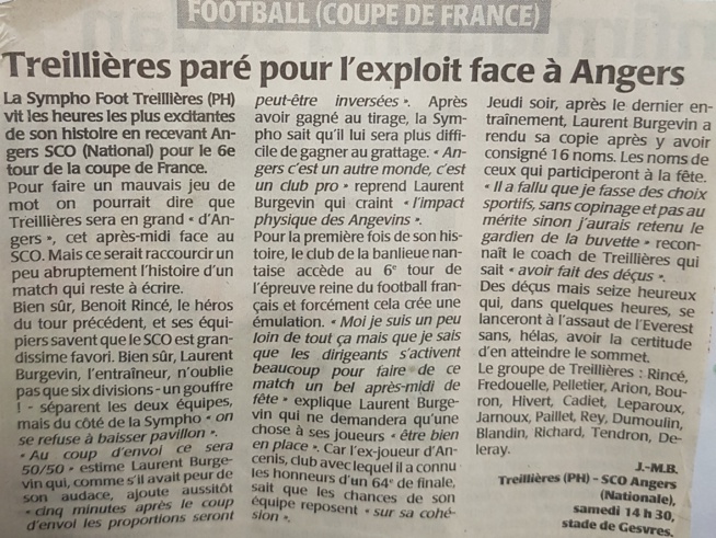 SF Treillières - SCO Angers : Il y a 10 ans ...