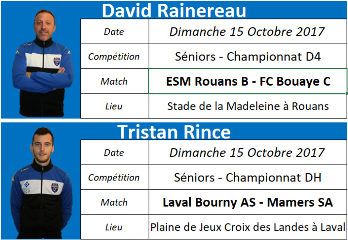 Où sont nos arbitres : Week-end du 14 et 15 Octobre 2017
