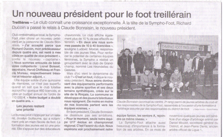 Article Ouest-France - 29 Novembre 2018
