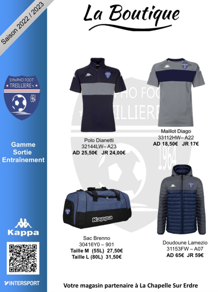 Boutique club Symphofoot Treillières: collection KAPPA saison 2022/2023 !