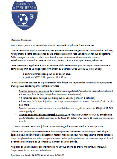 Rentrée sportive: le Pass-Sanitaire est obligatoire au stade de la Rinçais. Rentrée sportive: le Pass-Sanitaire est obligatoire au stade de la Rinçais.