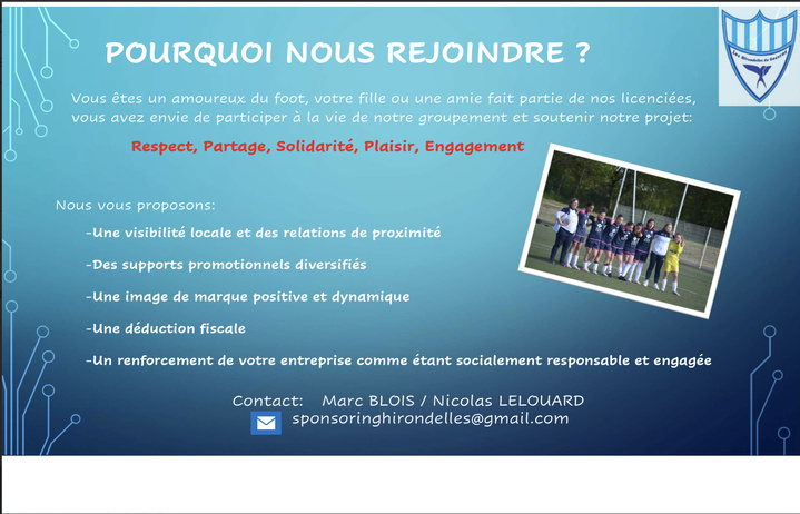 Devenez Partenaire du groupement Féminin !