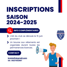 Informations inscriptions saison 2024-2025