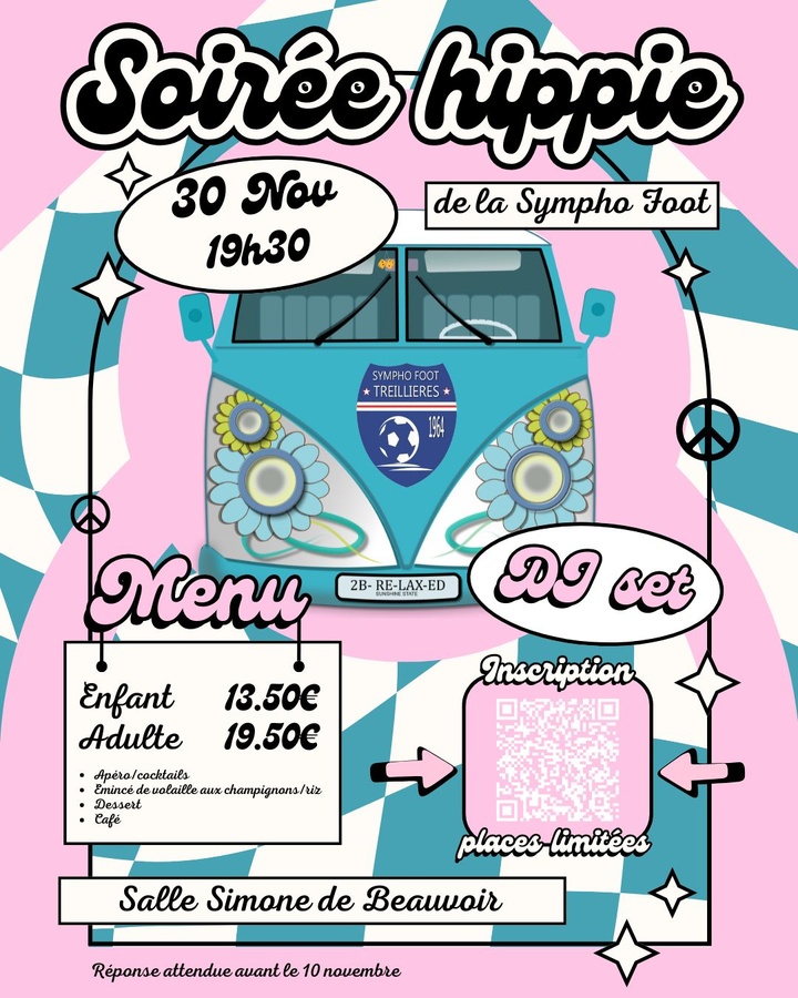 Soirée Hippie de la Sympho Foot : Plongez dans les années 60 le 30 novembre ! Soirée Hippie de la Sympho Foot : Plongez dans les années 60 le 30 novembre !