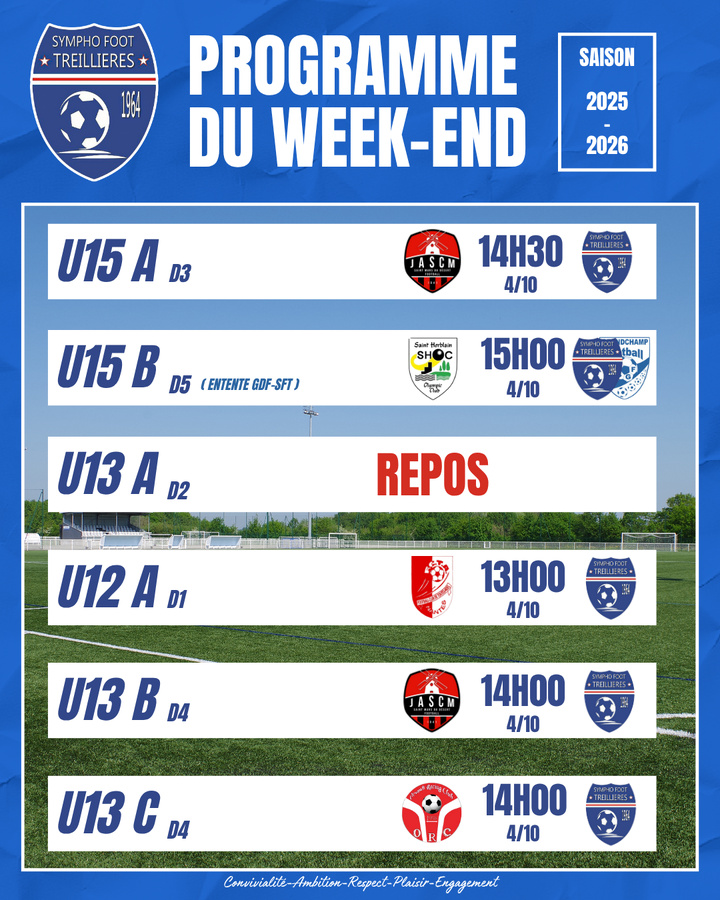 Le programme du week-end ! (3 au 6 octobre)