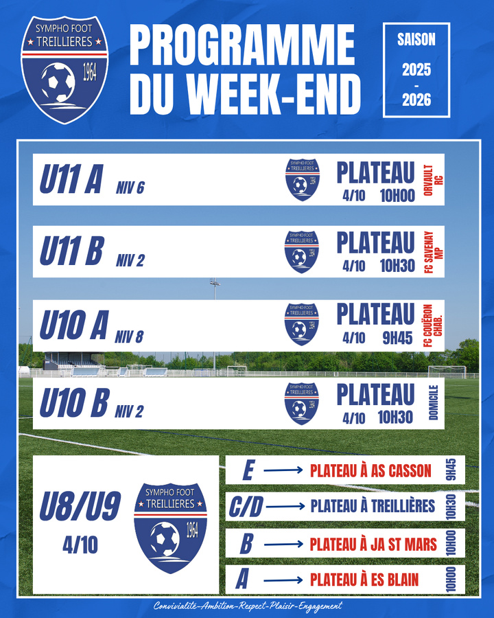 Le programme du week-end ! (3 au 6 octobre)
