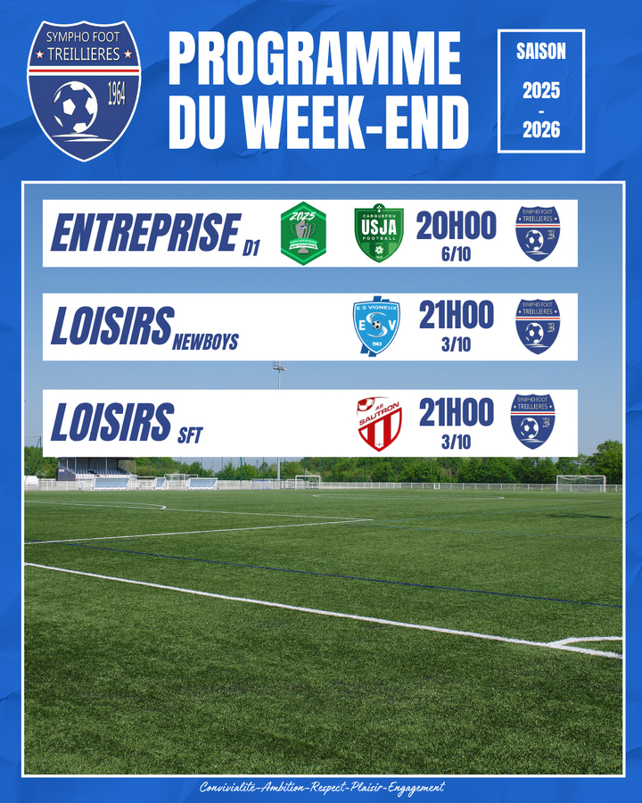 Le programme du week-end ! (3 au 6 octobre)