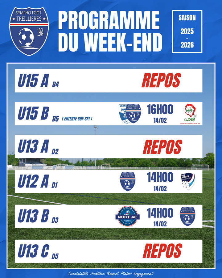 Le programme du week-end ! (13 au 15 février)