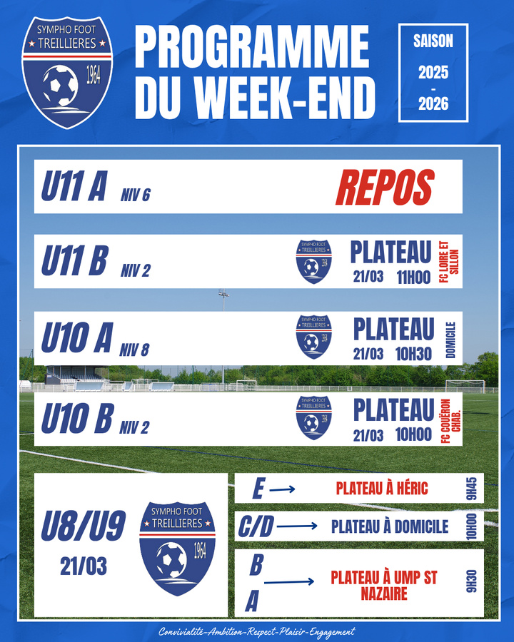Le programme du week-end ! (20 au 23 mars)