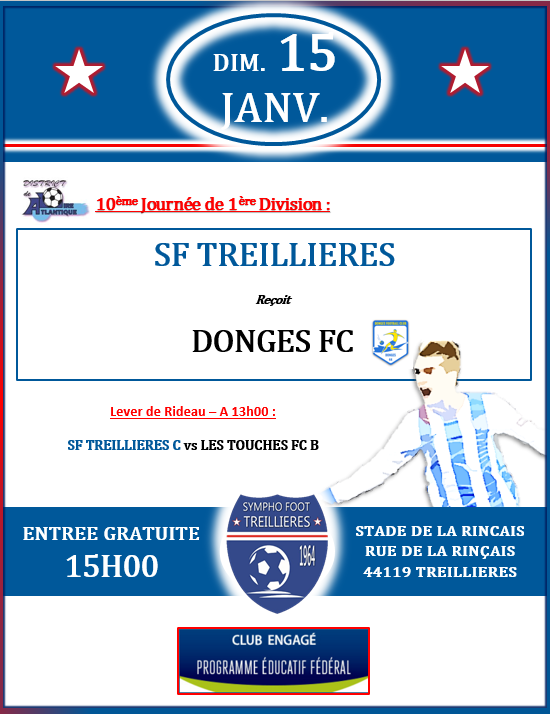 10ème Journée de 1ère Division : SF Treillières - Donges FC