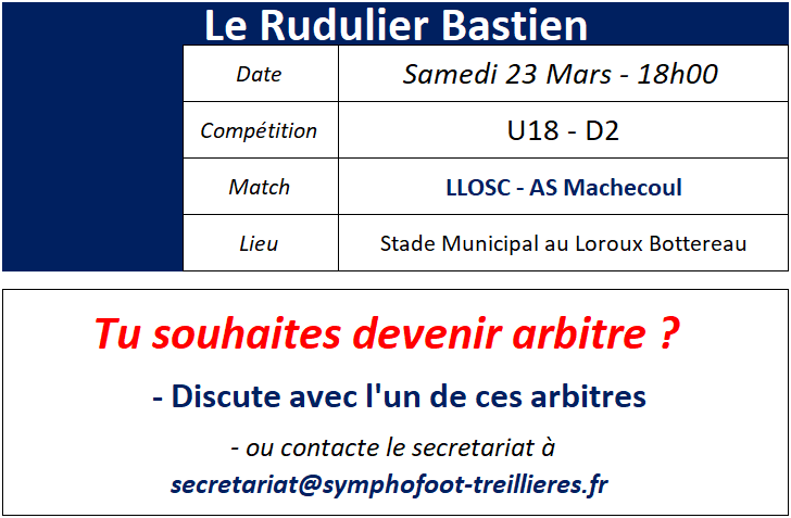 Où sont nos arbitres : Week-end des 23 et 24 Mars 2019