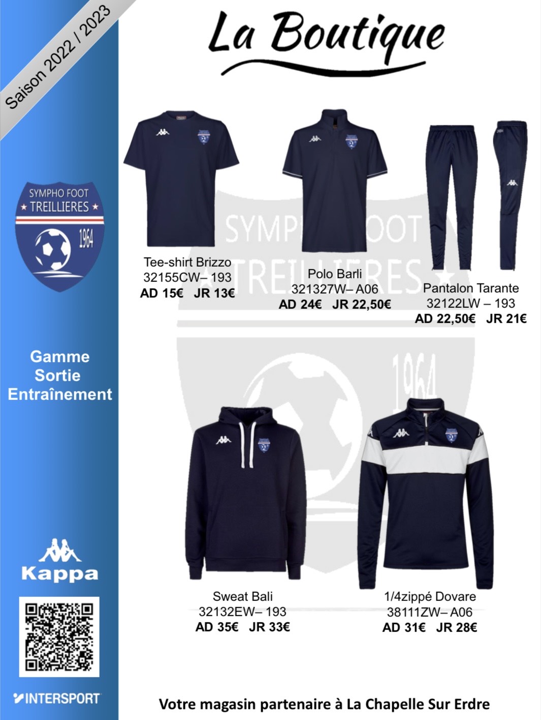 Boutique club Symphofoot Treillières: collection KAPPA saison 2022/2023 !
