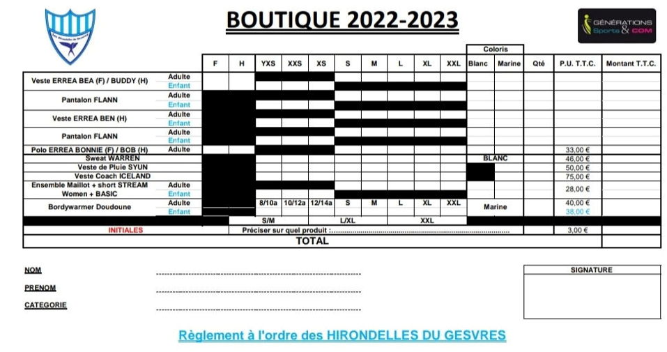 La Boutique des Hirondelles 2022-2023