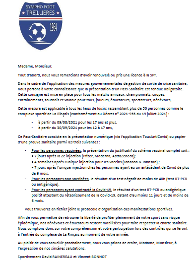 Rentrée sportive: le Pass-Sanitaire est obligatoire au stade de la Rinçais. Rentrée sportive: le Pass-Sanitaire est obligatoire au stade de la Rinçais.