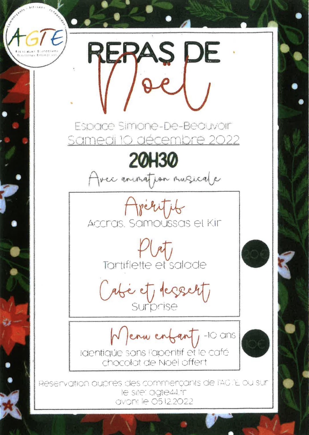 Informations > Repas de NOEL Informations > Repas de NOEL