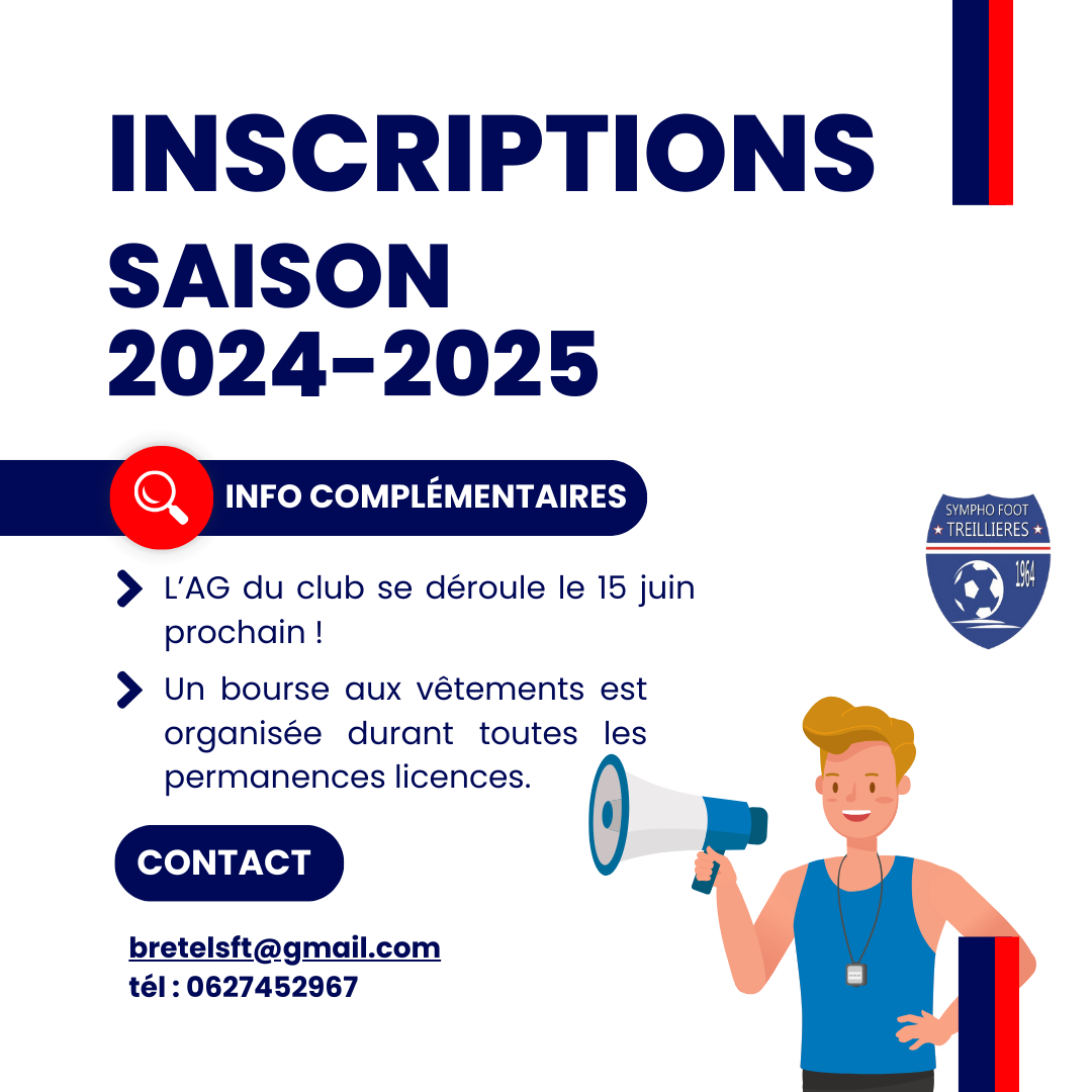 Informations inscriptions saison 2024-2025 Informations inscriptions saison 2024-2025