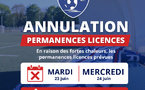 📢 ANNULATION · PERMANENCES LICENCES 🚫